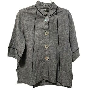 Connie’s Moon Light  VtG Linen tunic Top Lagenlook asymmetrical hem relaxed SZ S